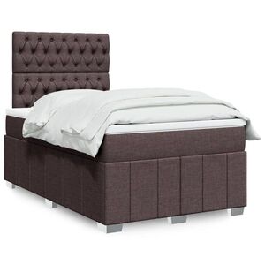 Imagine vidaXL Pat box spring cu saltea, maro închis, 120x190 cm, textil