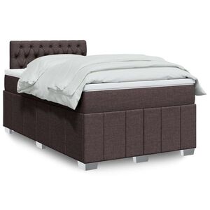 Imagine vidaXL Pat box spring cu saltea, maro închis, 120x190 cm, textil