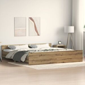 Imagine vidaXL Cadru de pat Stejar Artizanal 203 x 203 x 50 cm Lemn prelucrat