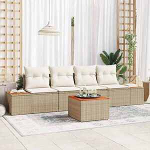 Imagine vidaXL Set de canapele pentru grădină 5 buc. Bej Rattan poli