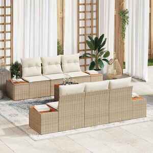 Imagine vidaXL Set de canapele pentru grădină 7 buc. Bej Rattan poli