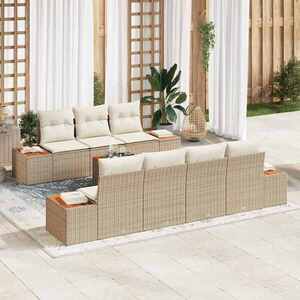Imagine vidaXL Set de canapele pentru grădină 8 buc. Bej Rattan poli