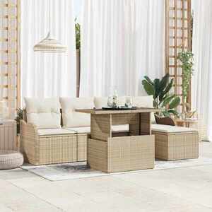 Imagine vidaXL Set de Locuri pentru Exterior 6 buc. Bej Rattan poli