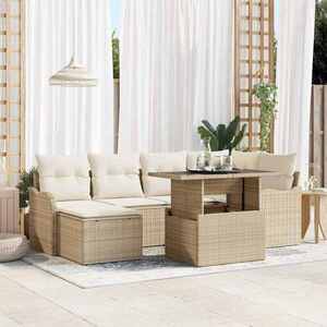 Imagine vidaXL Set de canapele pentru grădină 7 buc. Bej Rattan poli