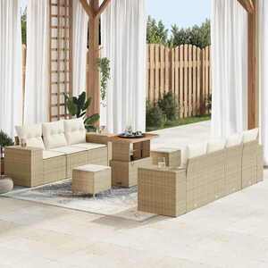 Imagine vidaXL Set de canapele pentru grădină 10 buc. Bej poliratan