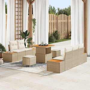 Imagine vidaXL Set de canapele pentru grădină 8 pcs 7-Seater Bej și crem