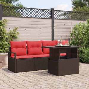 Imagine vidaXL Set de canapele pentru grădină 5 buc. Maro Rattan poli