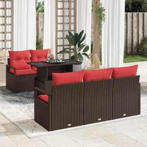Imagine vidaXL Set de canapele pentru grădină 6 buc. Maro Rattan poli