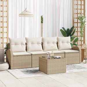 Imagine vidaXL Set de canapele pentru grădină Bej 55 x 55 x 37 cm poliratan