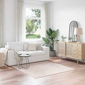 Imagine vidaXL Covor Shaggy Antiderapant Crem 160 x 160 cm PP