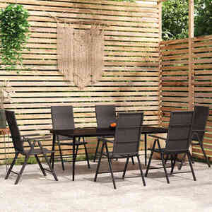 Imagine vidaXL Set de mobilier pentru grădină, 7 piese, negru