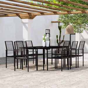 Imagine vidaXL Set mobilier de grădină, 9 piese, negru