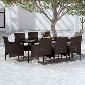 Imagine vidaXL Set mobilier de grădină cu perne, 9 piese, negru