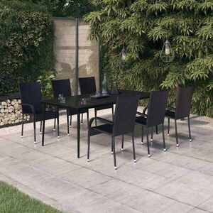 Imagine vidaXL Set mobilier de grădină, negru, 7 piese