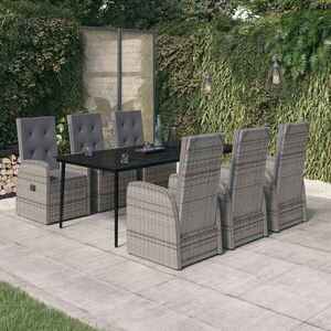 Imagine vidaXL Set de mobilier pentru grădină, cu perne, 7 piese, gri