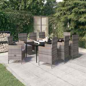 Imagine vidaXL Set de mobilier pentru grădină, cu perne, 9 piese, gri