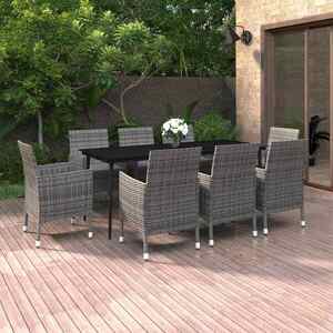 Imagine vidaXL Set mobilier de grădină cu perne, 9 piese, poliratan și sticlă