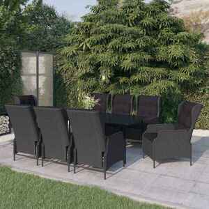 Imagine vidaXL Set de mobilier pentru grădină, 9 piese, gri închis