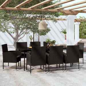Imagine vidaXL Set mobilier pentru grădină, 9 piese, negru