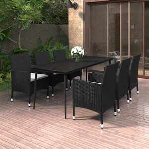 Imagine vidaXL Set mobilier de grădină cu perne, 7 piese, poliratan și sticlă