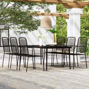 Imagine vidaXL Set de mobilier pentru grădină, 7 piese, negru