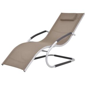 Imagine vidaXL Șezlong cu pernă, gri taupe, aluminiu și textilenă