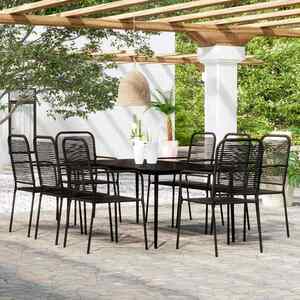 Imagine vidaXL Set mobilier de grădină, 9 piese, negru