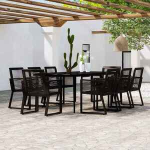 Imagine vidaXL Set mobilier de grădină, 9 piese, negru