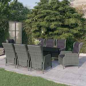 Imagine vidaXL Set de mobilier pentru grădină, 9 piese, gri deschis