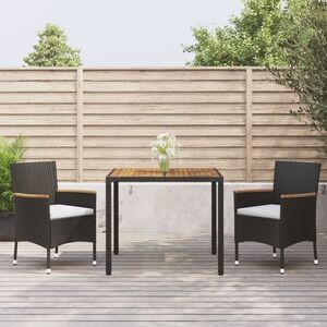 Imagine vidaXL Set mobilier de grădină cu perne, 3 piese, negru, poliratan