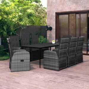 Imagine vidaXL Set mobilier pentru grădină, cu perne, 9 piese, gri