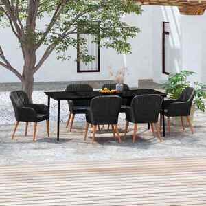 Imagine vidaXL Set de masă pentru grădină, 7 piese, cu perne, negru