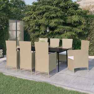 Imagine vidaXL Set de mobilier pentru grădină, cu perne, 9 piese, bej