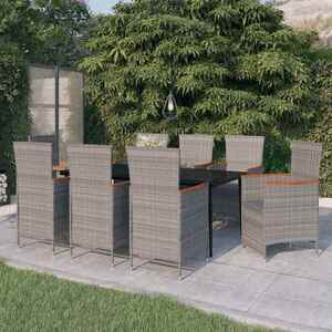 Imagine vidaXL Set de mobilier pentru grădină, cu perne, 9 piese, gri