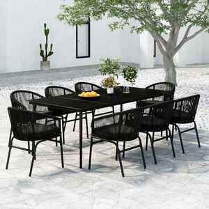 Imagine vidaXL Set mobilier de grădină, 9 piese, negru