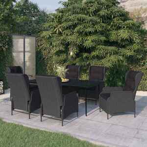 Imagine vidaXL Set de mobilier pentru grădină, 7 piese, gri închis