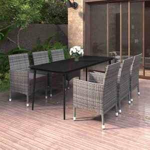 Imagine vidaXL Set mobilier de grădină cu perne, 7 piese, poliratan și sticlă