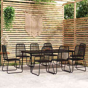 Imagine vidaXL Set de mobilier pentru grădină, 9 piese, negru