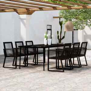 Imagine vidaXL Set de mobilier pentru grădină, 7 piese, negru
