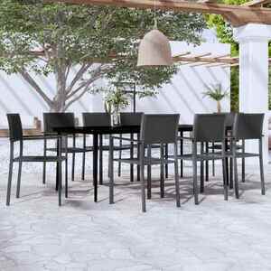 Imagine vidaXL Set mobilier de grădină, 9 piese, negru