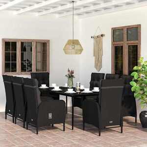 Imagine vidaXL Set mobilier de grădină cu perne, 9 piese, negru