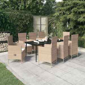 Imagine vidaXL Set de mobilier pentru grădină cu perne, 9 piese, bej