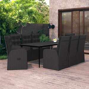 Imagine vidaXL Set mobilier de grădină cu perne, 9 piese, negru