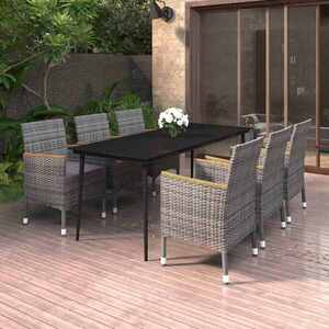 Imagine vidaXL Set mobilier de grădină cu perne, 7 piese, poliratan și sticlă