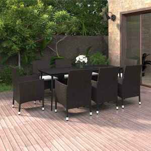 Imagine vidaXL Set mobilier de grădină cu perne, 9 piese, poliratan și sticlă