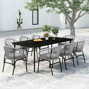 Imagine vidaXL Set mobilier de grădină, 9 piese, gri