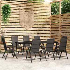 Imagine vidaXL Set mobilier de grădină, 9 piese, negru