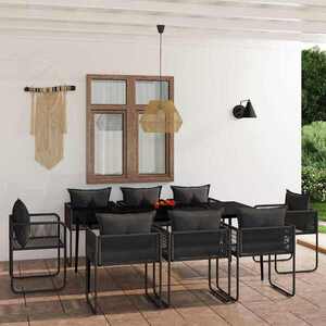 Imagine vidaXL Set de mobilier pentru grădină, 9 piese, negru