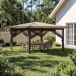 Imagine vidaXL Gazebo cu 4 pereți laterali 4 x 4 m Crem și Marron