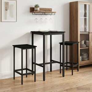 Imagine vidaXL Scaun de bar 2 buc. Stejar Negru 40 x 32 x 64 cm Lemn prelucrat